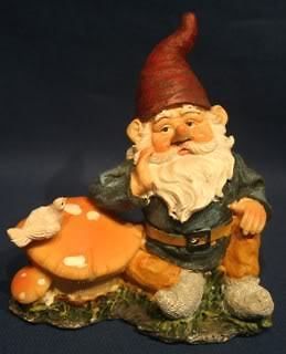 Gnome w/ Mushroom & Dove Small Sprite Red Hat Garden