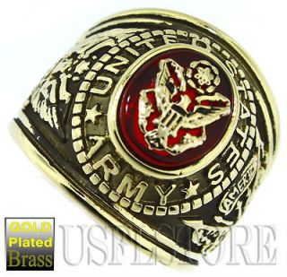 Mens Army Seal US Military Gold Plated Ring