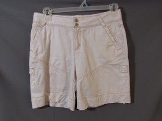 Roll Up Athletic Shorts, sz. 8, White w/gold stitching, Cotton/Spandex