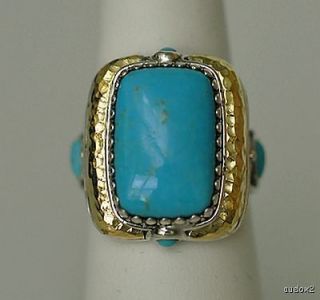 New KONSTANTINO Size 8 18K Gold 925 SS Turquoise Womens Ring