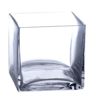 Bulk 12 Pieces 5 Clear Glass Square Vases
