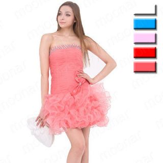 Stock New Bridesmaid Strapless Formal Short Mini Gown Dress Evening