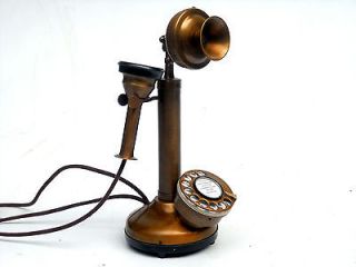 BRASS ANTIQUE FINISH CANDLE STICK DECORATIVE TABLE TOPE TELEPHONE.