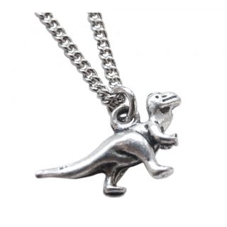 DINOSAUR necklace T REX retro charm kitsch silver Tyrannosaurus indie