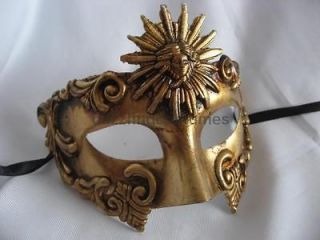 venetian antique dark gold half mask costume accessory snake roman sun