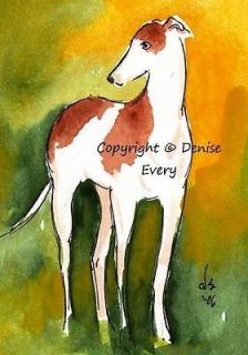 Red Spotted Standing Greyhound Abstract Sighthound Hound Dog Art ACEO
