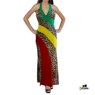 Rasta Dress Leopard Print Rosetta Style Reggae Vibes Cool Runnings