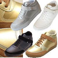 4cm hidden heel hi top sneakers gold silver white black available