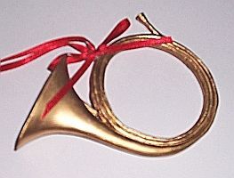 Fox Hunt Brass Horn   Resin Christmas Ornament