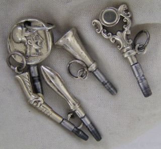 Rare Richly Engraved Keys Incl. ACoin& APistol For Antique