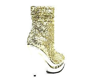 Heel Collection   Diamond 31   Gold Sequin Open Toe Ankle Bootie