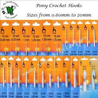 PONY CROCHET HOOK   HOOKS   various sizes from 0.60mm to 20mm