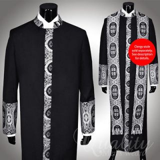 Clergy Robe Cadillac 36 Black Silver Cassock Royalty Cross Embroidery