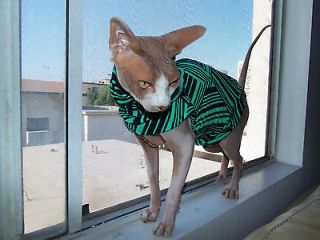 Sphynx Swag *Green Geometric* Designer Hairless Cat Shirt/ Sweater