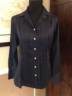 CREW Womens Size Medium Slim Fit Navy Tuxedo Style Button Down