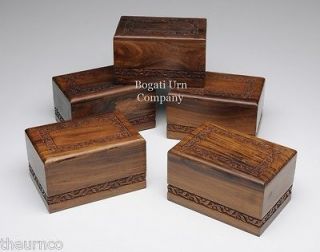 Solid Rosewood Cremation Urn with Hand Carved Border Design   Adult