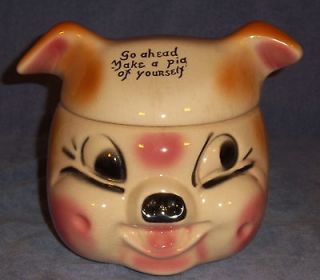 Cardinal Pottery Cookie Jar Go Ahead Make a Pig of Yourself~Gold