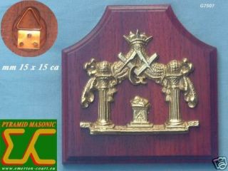 Masonic CREST   solid brass S&C columns on Wood