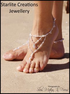 Barefoot Sandals ~ Swarovski Pearl & AB Crystal Teardrop ~ Bridal Foot
