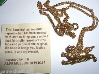 Gold Plated Alva Museum Replica Han Dynasty Foo Dog Lion Pendant and