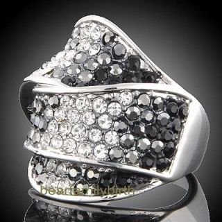 18K white GOLD GP Swarovski crystal Phantom ring 1372