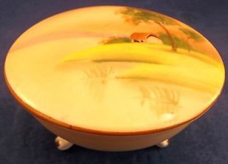 Asian Nippon Japan Hand Painted Gold Landscape Vanity Dish Trinket