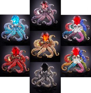 1p alloy antique plated rhinestone crystal fashion Octopus stretchy