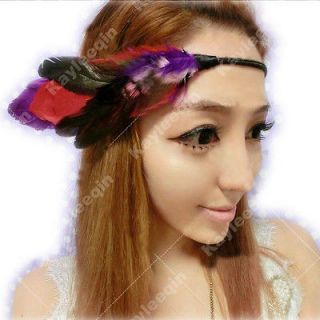Chic Woman Feather Hair Head Band Fascinator Headpiece Headdress Boho