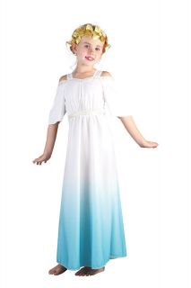 Blue Goddess Childs Fancy Dress Costume & Headdress   L 146cms