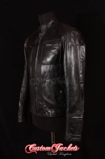 Mens KIRK Black STAR TREK Biker Style Cool Lambskin Real Leather