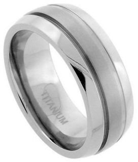 Mens Comfort Fit Titanium Wedding Band Ring 8mm Edged Matte Size 10