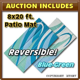 MMI Reversible Awning Patio Mat 8x20 Blue Green   RV Camper Trailer