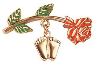 ProLife Support PRECIOUS FEET with ROSE Lapel Pin Gold Tone