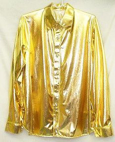 Disco Fancy Party Dance Stage Singer Metallic Gold Shirt long sleeve