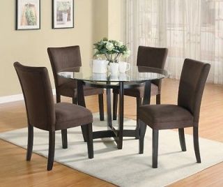 SET OF FOUR QUALITY CHOCOLATE MICROFIBER PARSON DINING CHAIRS **Free