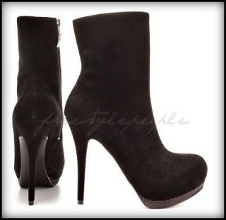 159 NIB New GUESS Black PILINA Leather SUEDE Platform Boots Booties