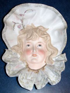 ERNST BOHNE SOHNE Antique Victorian Girl Head Figurine Ceramic Bisque