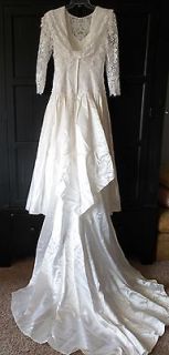 NWT Jessica McClintock Ivory Gold Satin Floral Wedding Gown Size 8