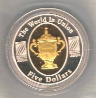 AUSTRALIAN 2003 RUGBY UNION WORLD CUP SILVER PROOF COIN