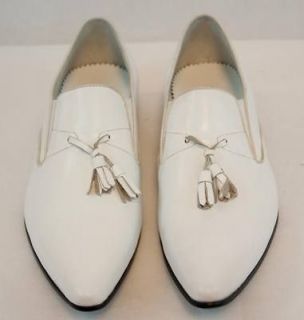 New Encore by Fiesso Mens Dress Shoes White with Tassels, Leather