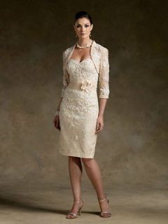 Short champagne Mother of the Bride dress Free Jacket Stock 6 8 10 12