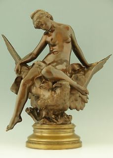 Antique bronze Hebe and the eagle of Jupiter by Jules Roulleau 1885