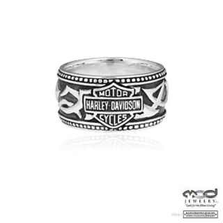 Harley Davidson Mens Tribal Silver Band Ring HDR0239