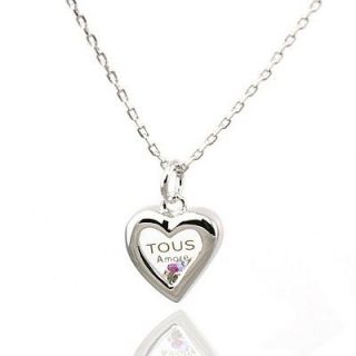 Elements Crystal Tous Style Heart Necklace White Gold GP 18 US Seller