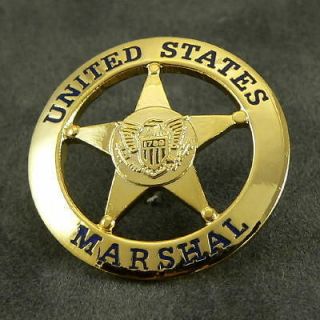 Marshal Service USMS Lapel Pin Novelty Mini Badge 1 Inch Toy Prop Gold
