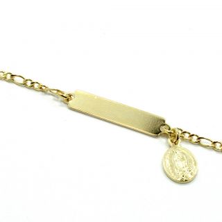 Gold Filled 18k Bracelet Tag ID Oval Medal Virgin Of Guadalupe Infants