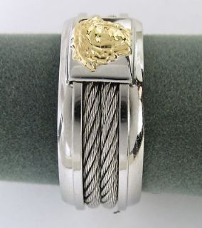 NEW Versace Ring 18K Gold Steel Medusa Ring Sz 8