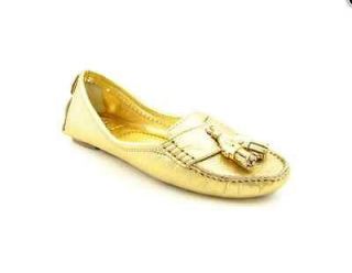 NEW AUTHENTIC TORY BURCH LAWRENCE GOLD TASSLE DRIVER LEATHER FLATS