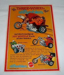 1972 Hot Wheels THREE WHEEL RRRUMBLERS ad page ~ rumblers