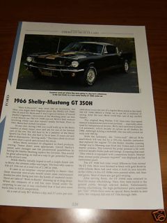 1966 FORD SHELBY MUSTANG GT 350H SPECS INFO PHOTO 66